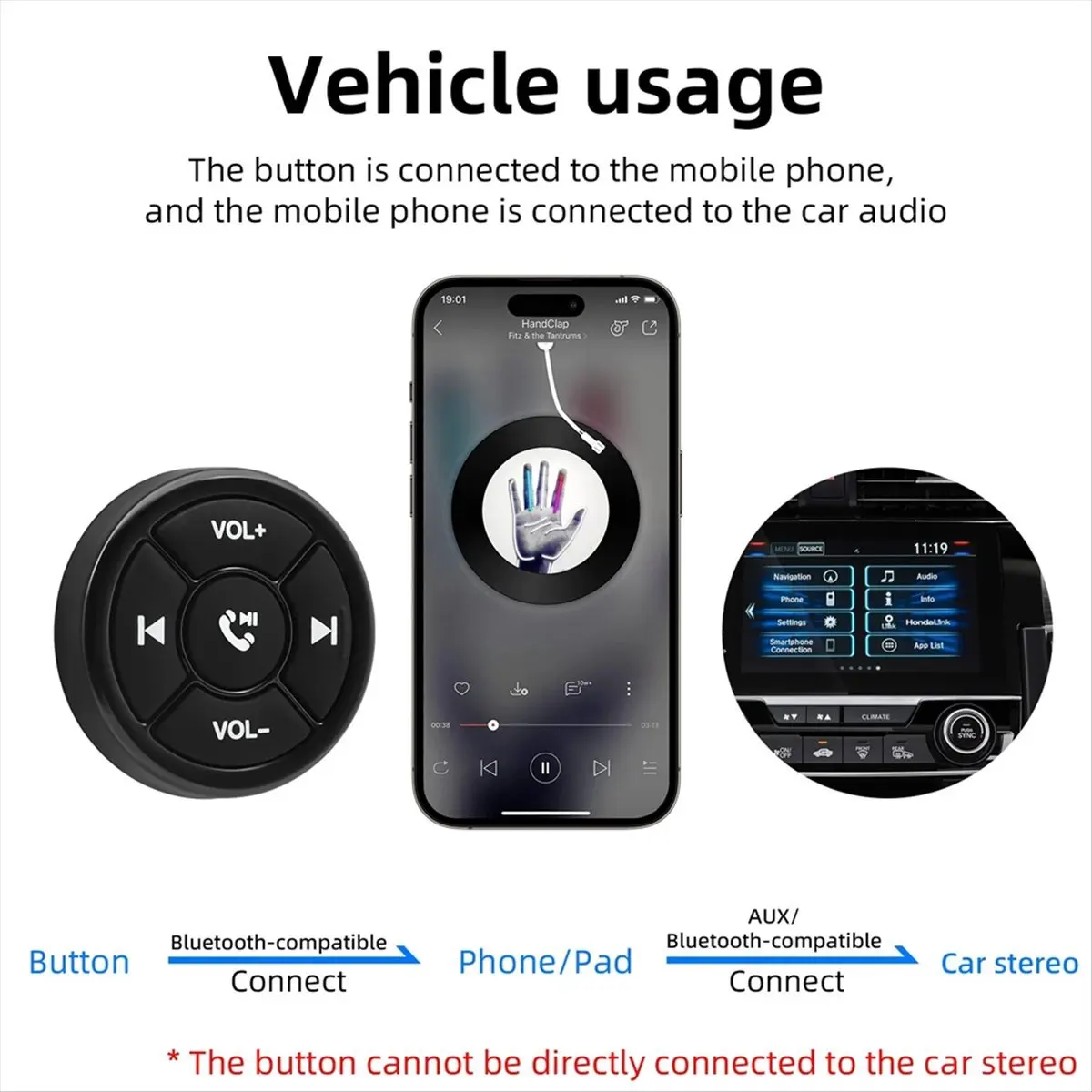 Фото 【HOT!A25P】Беспроводной Bluetooth-пульт дистанционного управления для автомобиля, мотоцикла, велосипеда, медиа-кнопка, MP3-плеер №3