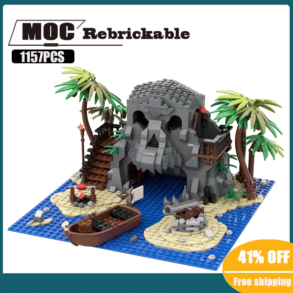 

New Custom 1157PCS Medieval Pirate Series MOC Modular Buildings Skull Island DIY children Toys Birthday Gift Christmas blocks