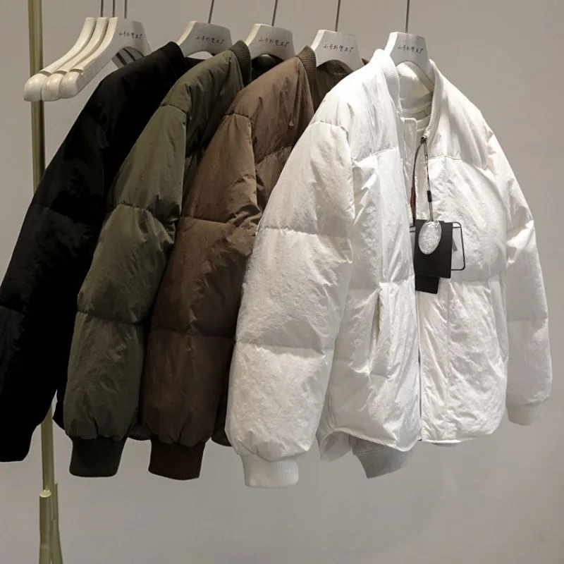 

Женская куртка с большими карманами, однотонная теплая хлопковая куртка на пуху, с воротником, Осень-зима 2023