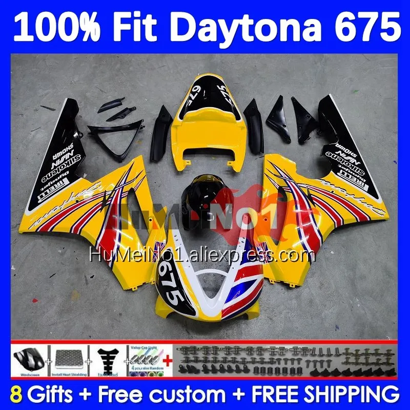 

OEM Корпус для Daytona 675 Daytona-675 2009 2010 2011 194No.0 Daytona675 09 10 11 12 литьевая форма Глянцевая желтая обтекатель