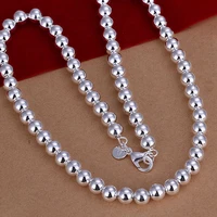 925 stamped silver beads necklace exquisite noble luxury gorgeous charm fashion 4 8 10mm chain women lady 20 inches jewelry