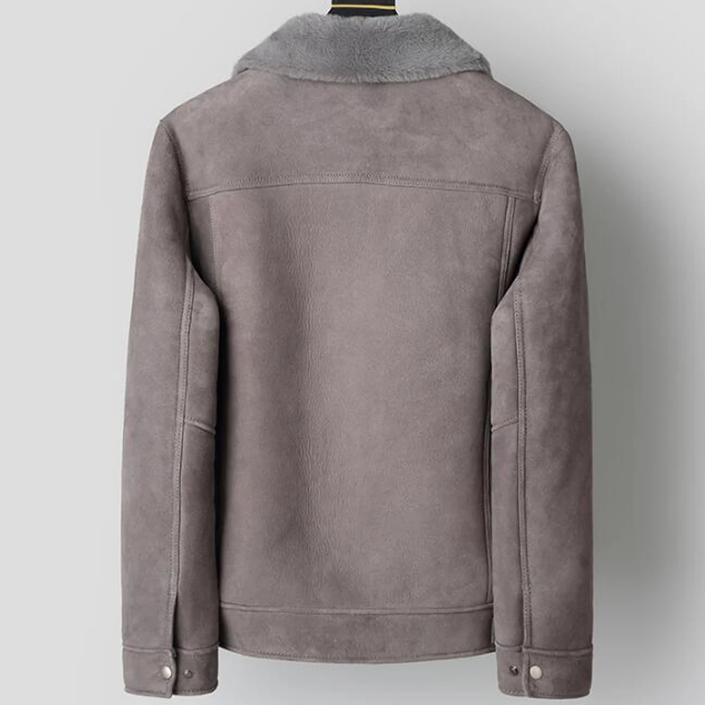 Мужская дубленка Denny&ampDora серая зимняя толстая теплая замшевая