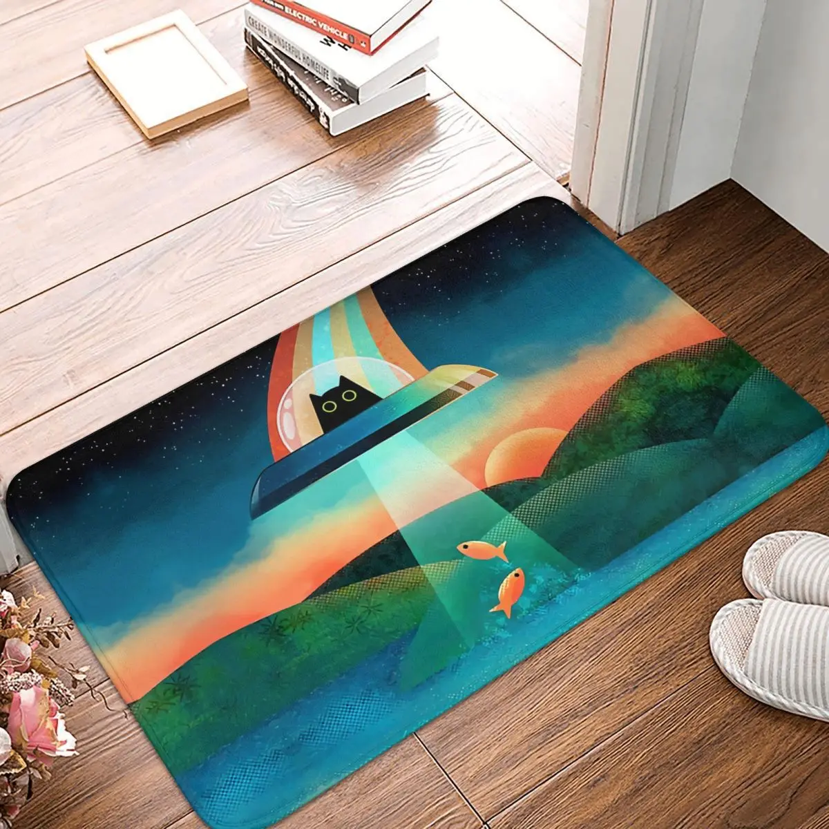 

Kitchen Non-Slip Carpet The Purrfect Alien Living Room Mat Welcome Doormat Floor Decor Rug