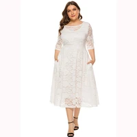 lamya plus size knee length evening dresses for women 4xl 5xl 6xl lace cut out prom gown half sleeve vestido de festa