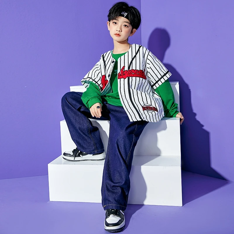 Весенняя одежда для мальчиков-подростков в стиле хип-хоп белый полосатый жилет с