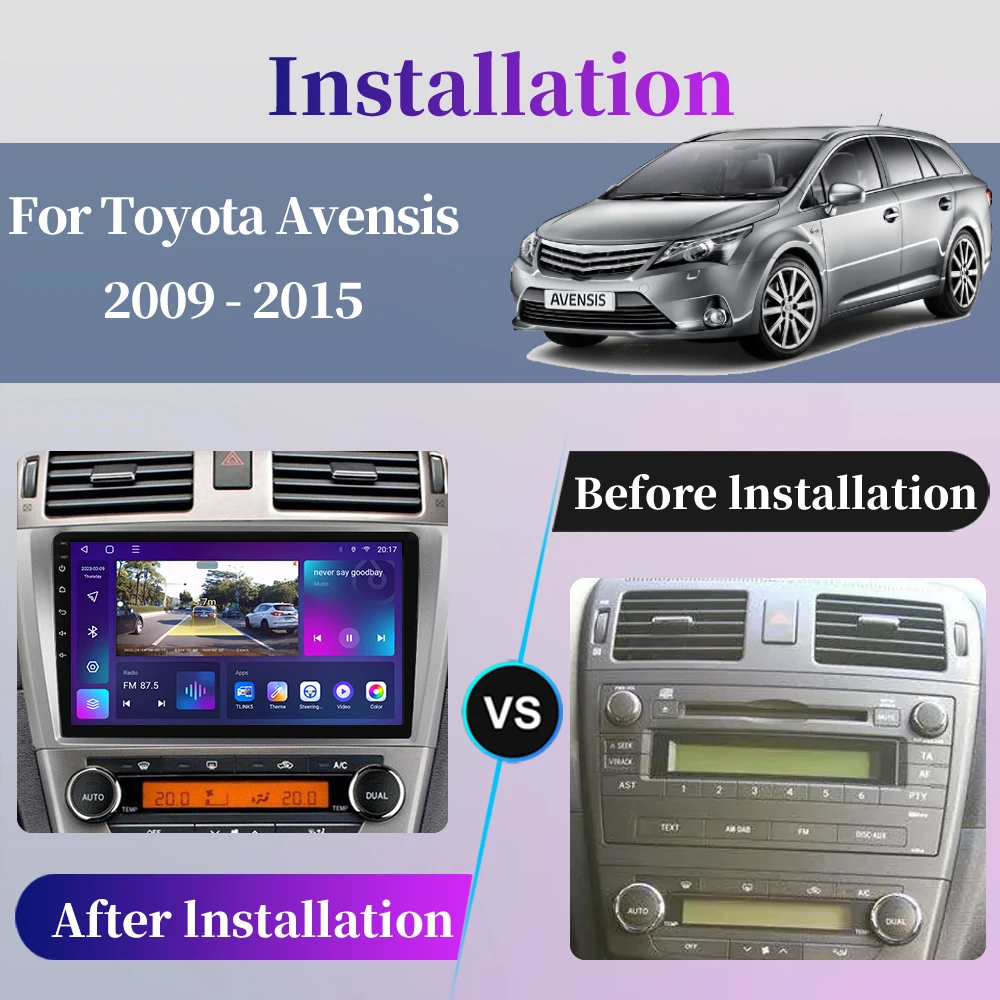 Фото Для Toyota Avensis T27 2009 2010 2011 2012 2013 2014 2015 Android Car Radio Multimedia Video Player GPS Navigation Carplay Touch Screen Auto Stereo Intelligent System №2