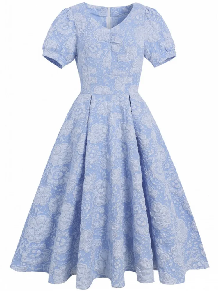 

2022 Summer Women Short Sleeve Vintage Dress Rockabilly 1950s 60s Swing Retro Swing Party Midi Dresses Feminino Vestidos