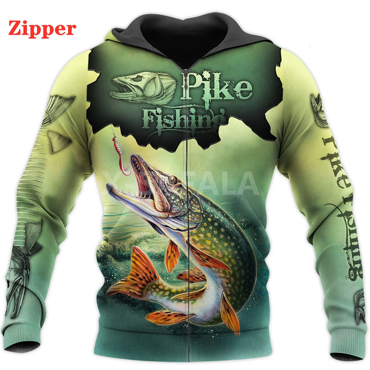 

Толстовка унисекс с 3D-принтом рыбы, на молнии