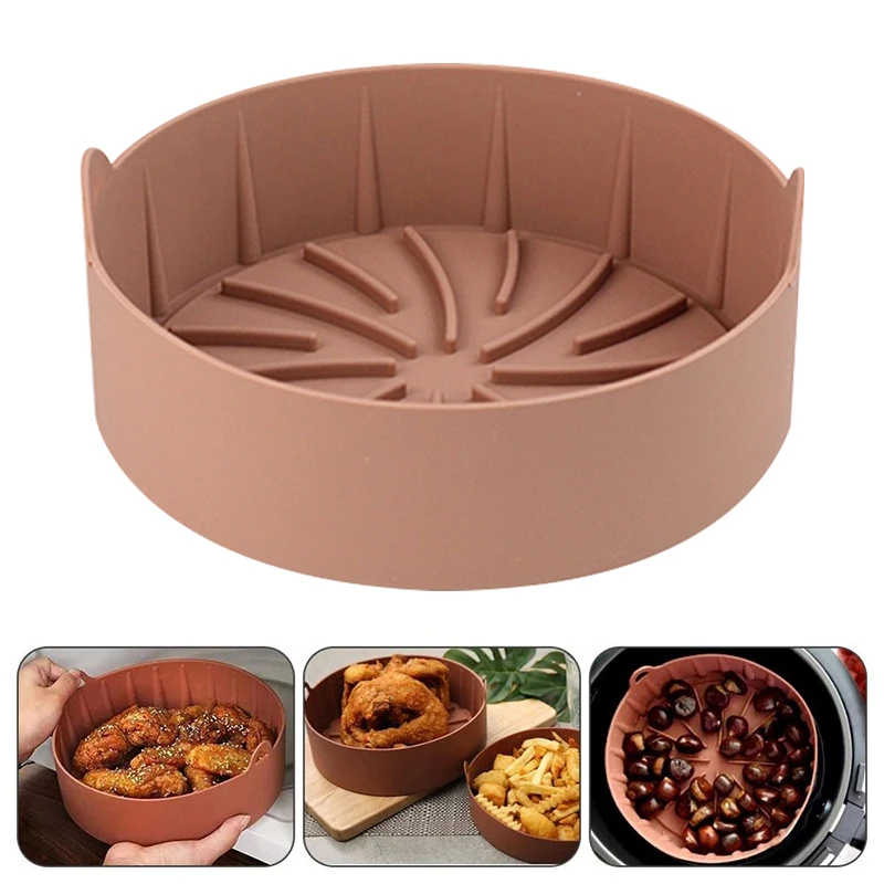 

Аксессуары для воздушной фритюрницы, инструмент для выпечки, многоразовый силиконовый горшок, антипригарная корзина для выпечки, тарелка д...