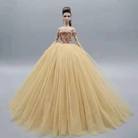 11 5 elegant khaki off shoulder wedding dress for barbie clothes outfit princess gown vestido 16 bjd dolls accessories kid toy