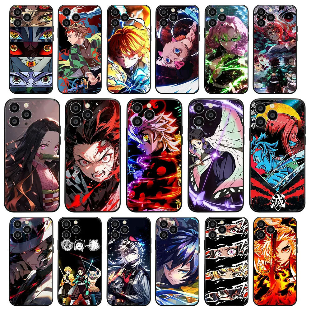 Черный чехол AU-64 Tanjiro Demon Slayer для VIVO Y3 Y3S Y93 Y51A Y31 Y55 Y70 Y11 Y12 Y91C Y73 Y10 Y81 Y81S Y81I