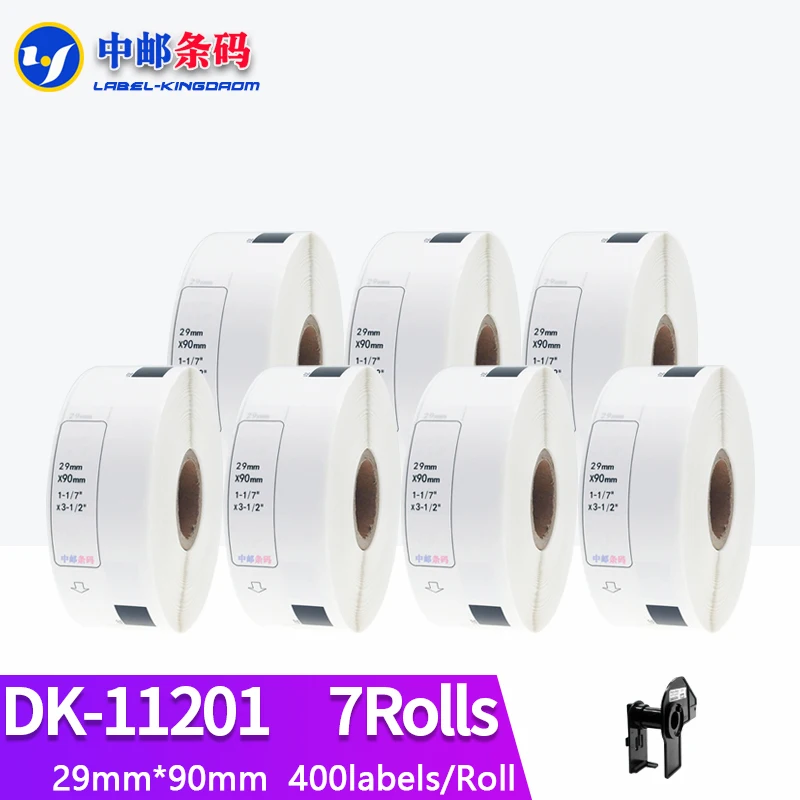 

7 Refill Rolls Compatible DK-11201 Label 29mm*90mm Work for Brother Thermal Printer QL-700/QL-800 White Paper DK11201 DK-1201