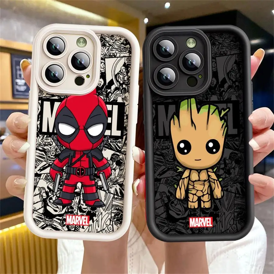 Marvel Groot Deadpool Phone Case for Apple iPhone 15 16 Pro Max XS 13 14 Plus 11 X XR 12 Shockproof Soft Cover