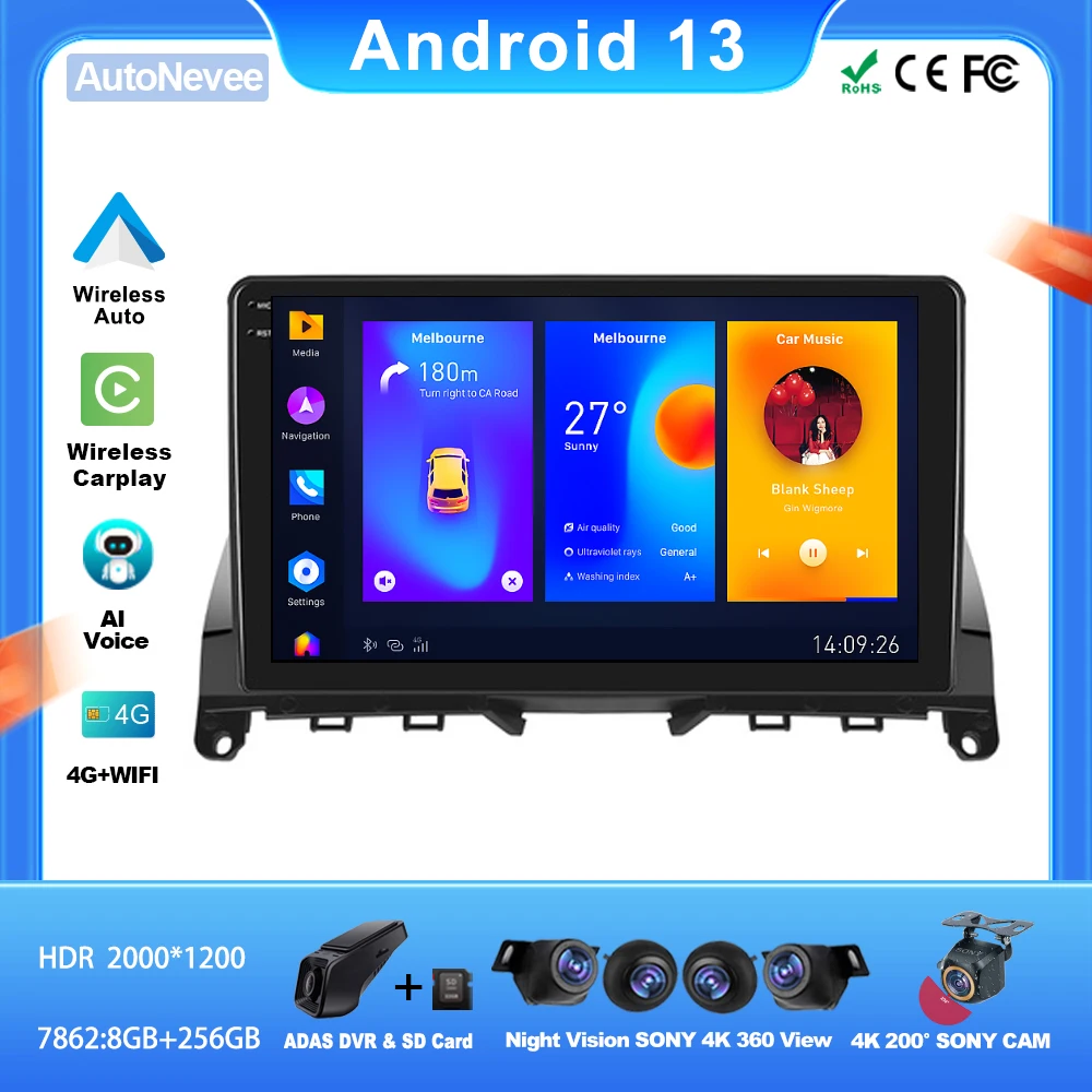 

Android For Mercedes Benz C Class 3 C220 C180 W204 S204 2006 - 2011 Car Auto Carplay Radio Stereo Receiver Multimedia Screen UBS