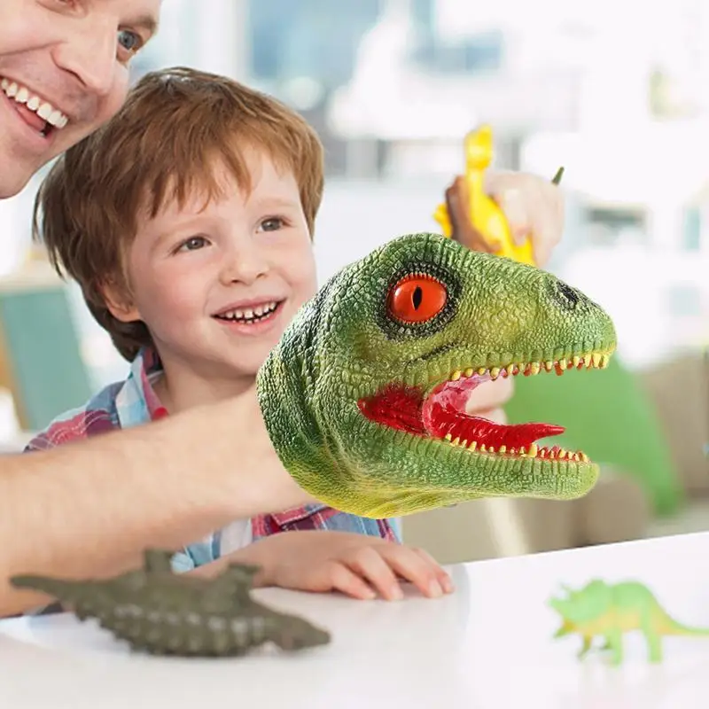 

Flexible Dinosaur Hand Puppet Dinosaur Hand Puppets Dino Head Velociraptor Triceratops Toys Party Show Interactive Play