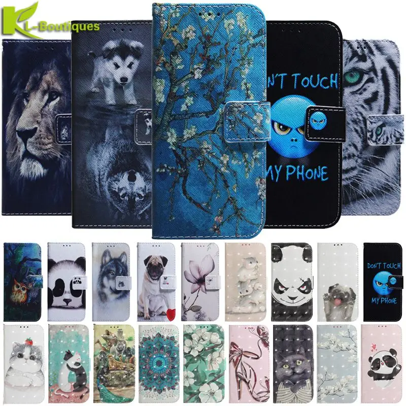 

Painted Animal Leather Wallet Phone Case for Samsung Galaxy A10 A50 A20 A30 A40 A70 A20E A30S A10S Cover Wolf Dog Pattern Cases