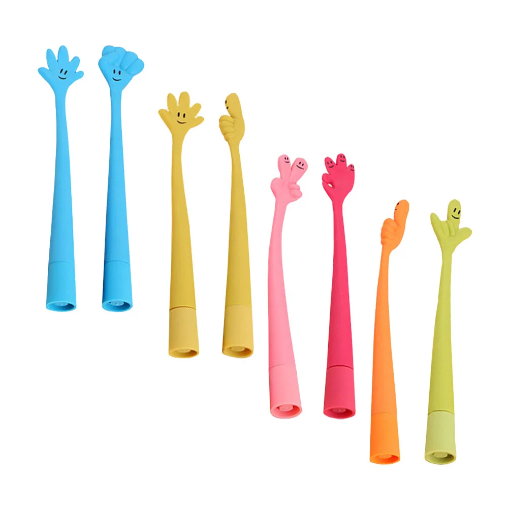

8Pcs Bendable Ballpoint Pens Bending Hand Gesture Ballpoint Pens Bend Cartoon Silicone Russian computer with their own Fountain
