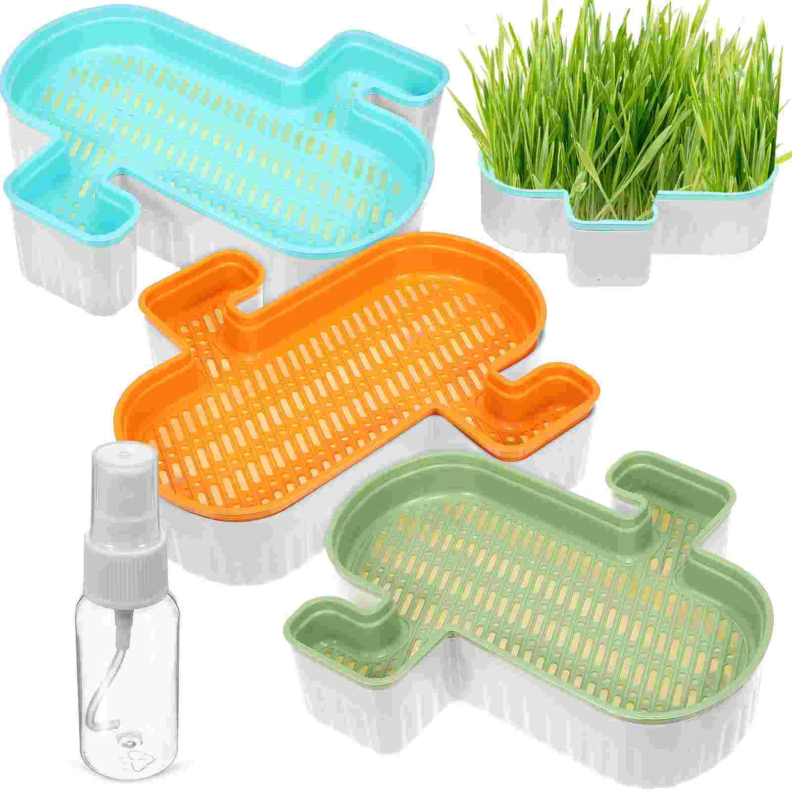 

3Pcs Cat Grass Box Soilless Cat Plastic Planting Box with Transparent Water Spray Bottle for Indoor or Outdoor
