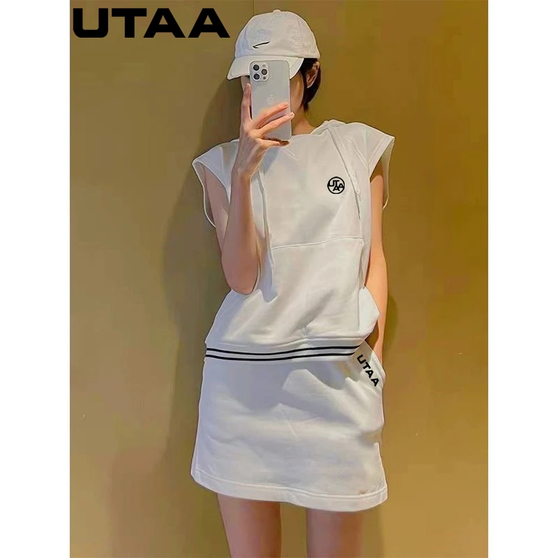 2023 Spring And Summer Fashion Casual Sportswear Golf Skirt Golf Women's 2-piece Set Hooded Top + Shorts