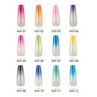 24pcsbag color gradient gel nails extension system full cover sculpted clear stiletto coffin false nail tips jelly sticker set