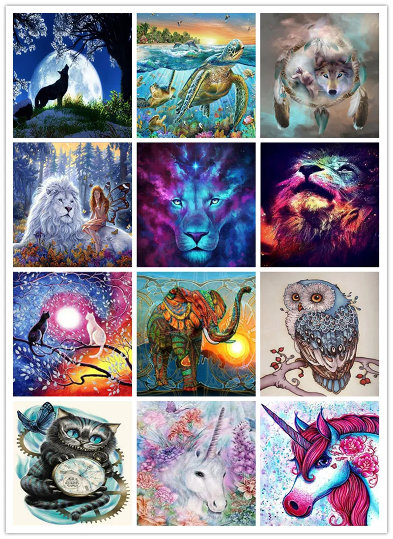 

5D Diamond Painting Cat Lion Unicorn Round Full Diamond Embroidery DIY Animal Pattern Mosaic Art Cross Stitch Home Decor