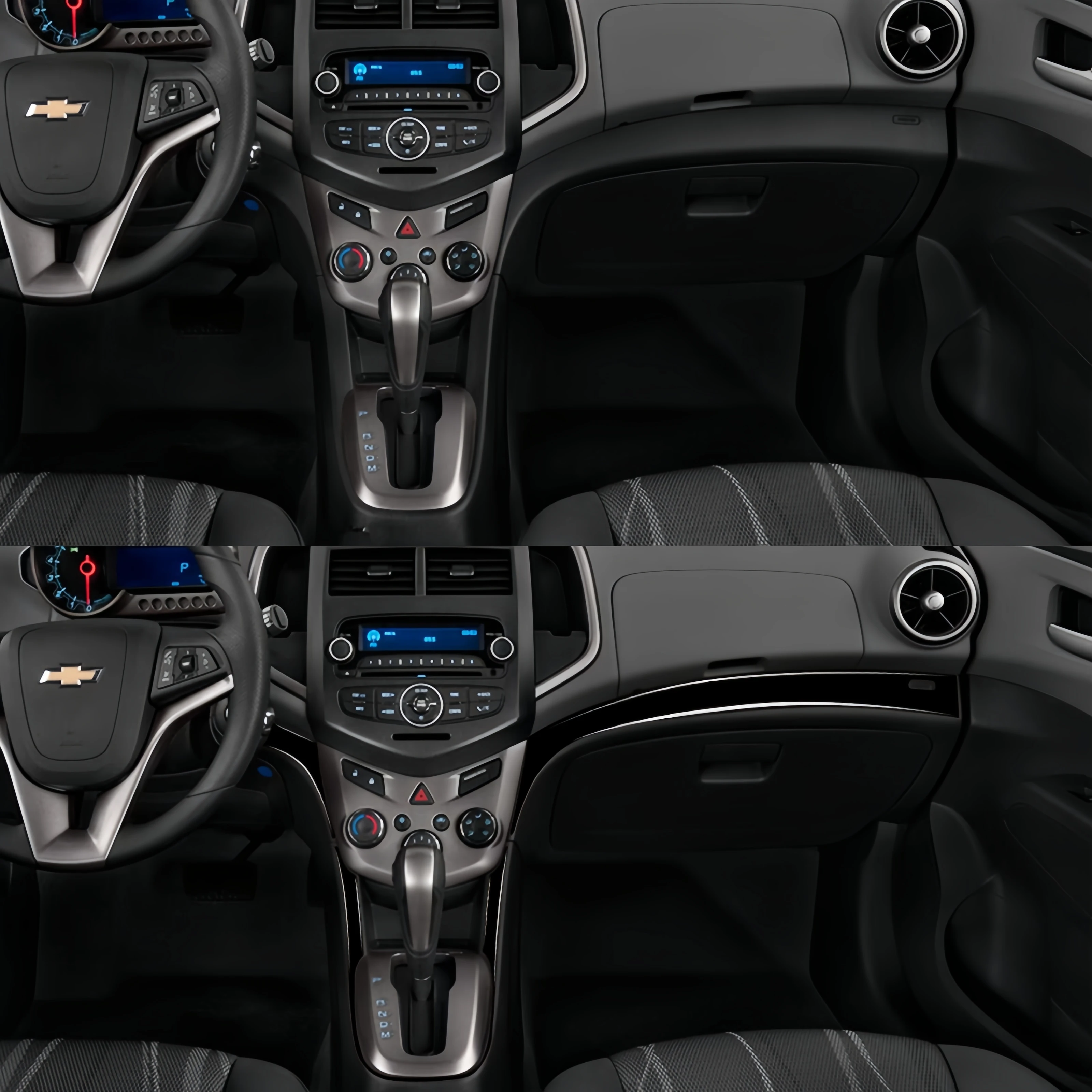 Для Chevrolet Sonic 2012-2016 пианино черный интерьер автомобиля центральное управление