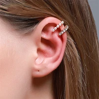 new high quality diamond studded pearl ear clips womens elegant and versatile ear bone clip personality double layer earrings