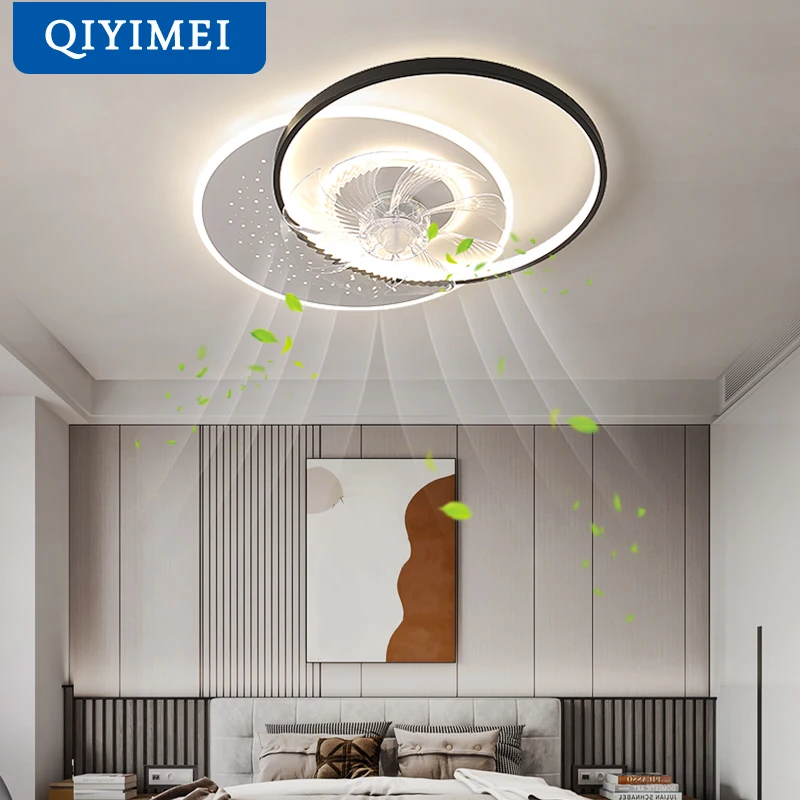 Акриловые Потолочные светильники-вентиляторы, лампы с дистанционным управлением для гостиной, детской, спальни, столовой, комнатное освещение