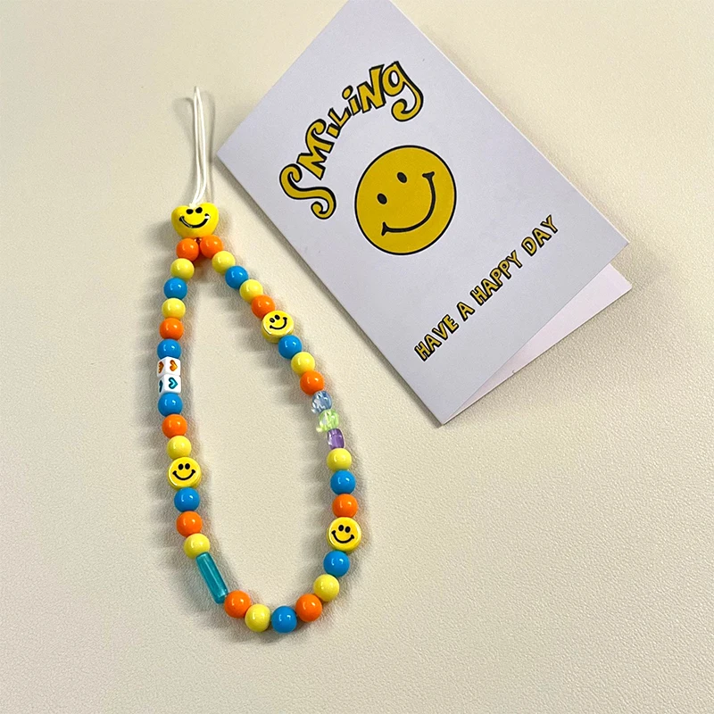 Colorful Candy Smiley Key Chain Ladies Fashion Cute Romantic Vintage Cool Keychain Charm Korea 90s Aesthetic Bag Phone Chain New