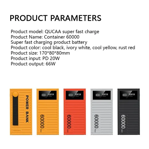 66 Вт сверхбыстрая зарядка 60000 мАч Power Bank сверхбольшой емкости мобильный мини-банк питания для Xiaomi iPhone 13 14 стиль контейнера