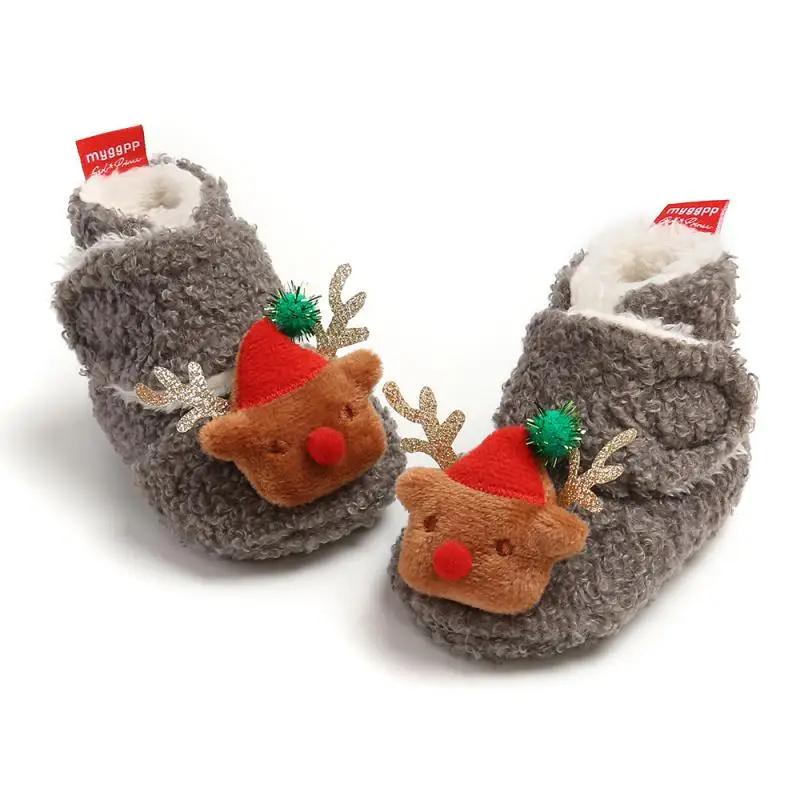 

Cartoon Christmas Plush Cotton Shoes Baby Warm Shoes Baby Shoes Soft-soled Non-slip Toddler Shoes Baby Shoes First Walkers