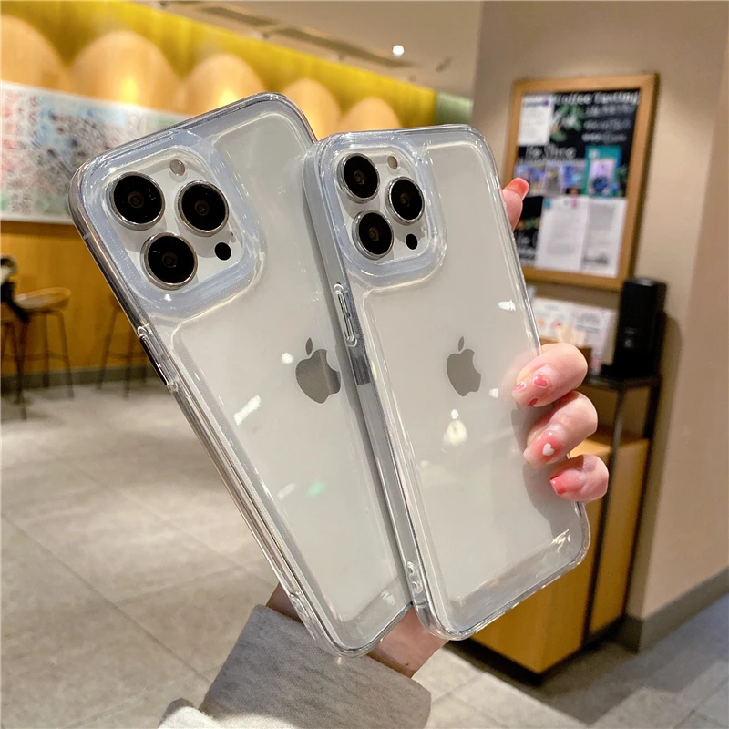 Прозрачный чехол HD для iPhone 13 12 11 Pro Max XR XS X 7 8 Plus SE 2022 противоударный бампер
