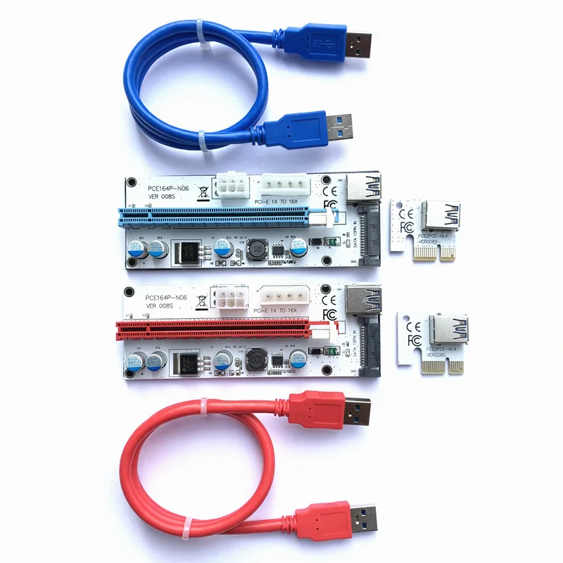 

Райзер-карта VER008S PCI-E 60 см, переходник 008S PCI Express, 1X на 16X, 4-контактный, 6-контактный, 15-контактный, SATA, питание USB 3,0 для видеокарты
