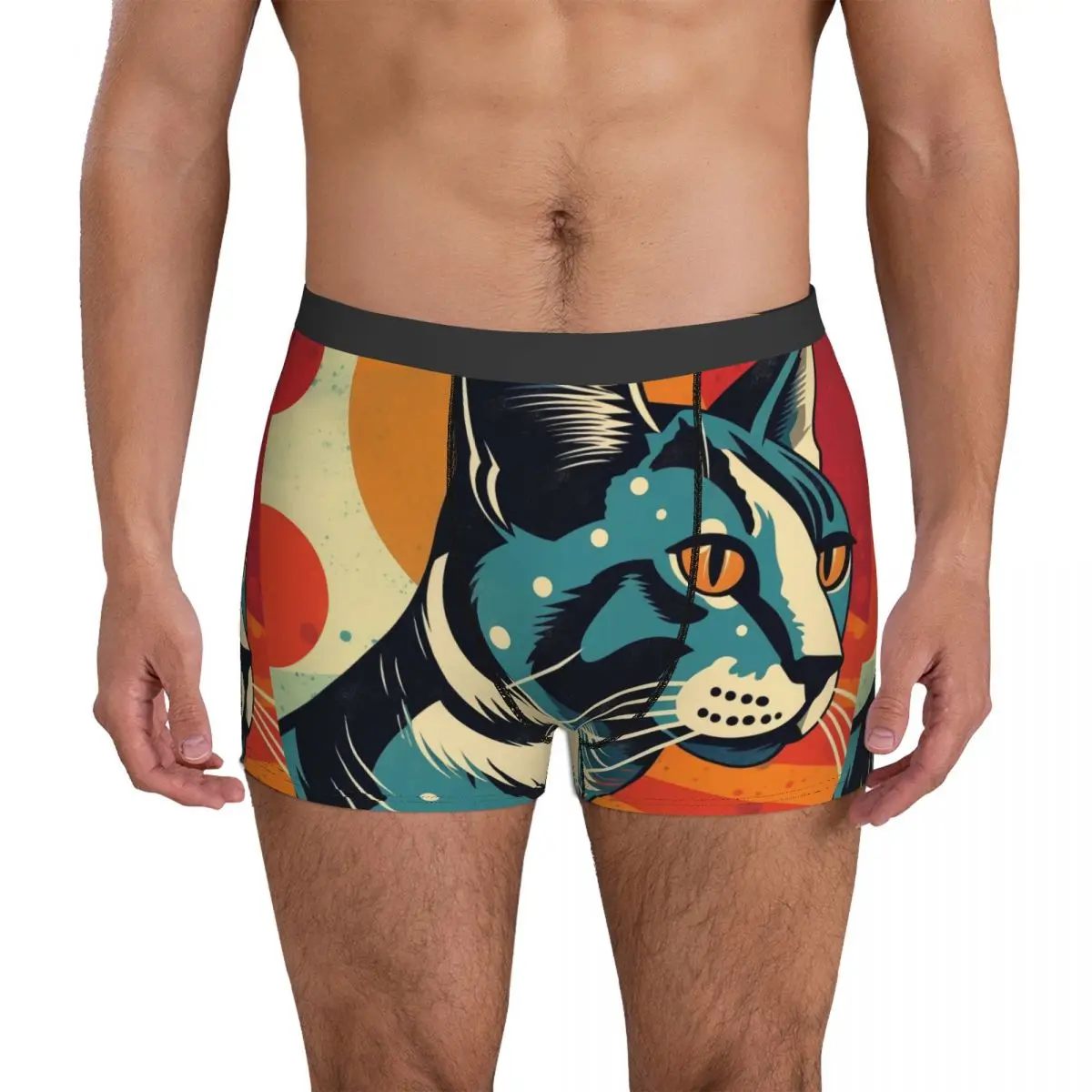 

Нижнее белье в стиле ретро с разноцветными забавное белье принтами; Трусы-боксеры с 3D мешочком; Мужские трусы-боксеры больших размеров