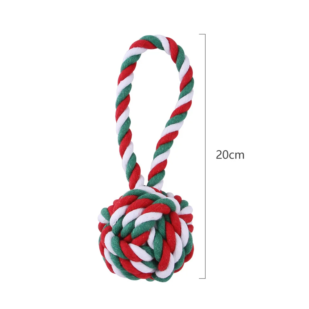 

1PC Pet Christmas Knot Toy Dog Molar Supplies Colored Cotton Rope Pets Dogs Supplies Toys Christmas Decoration Gums Teeth
