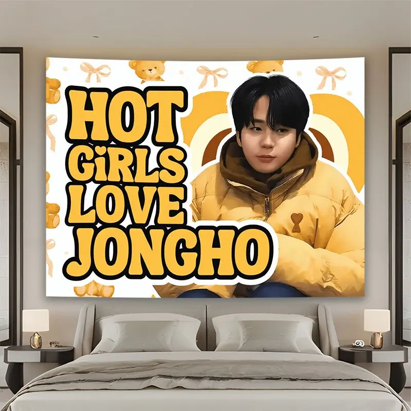 Фото Декоративный гобелен K-pop с изображением Jongho: Горячие девушки любят бойз-бэнд, настенный принт 150x300 см, декор №1