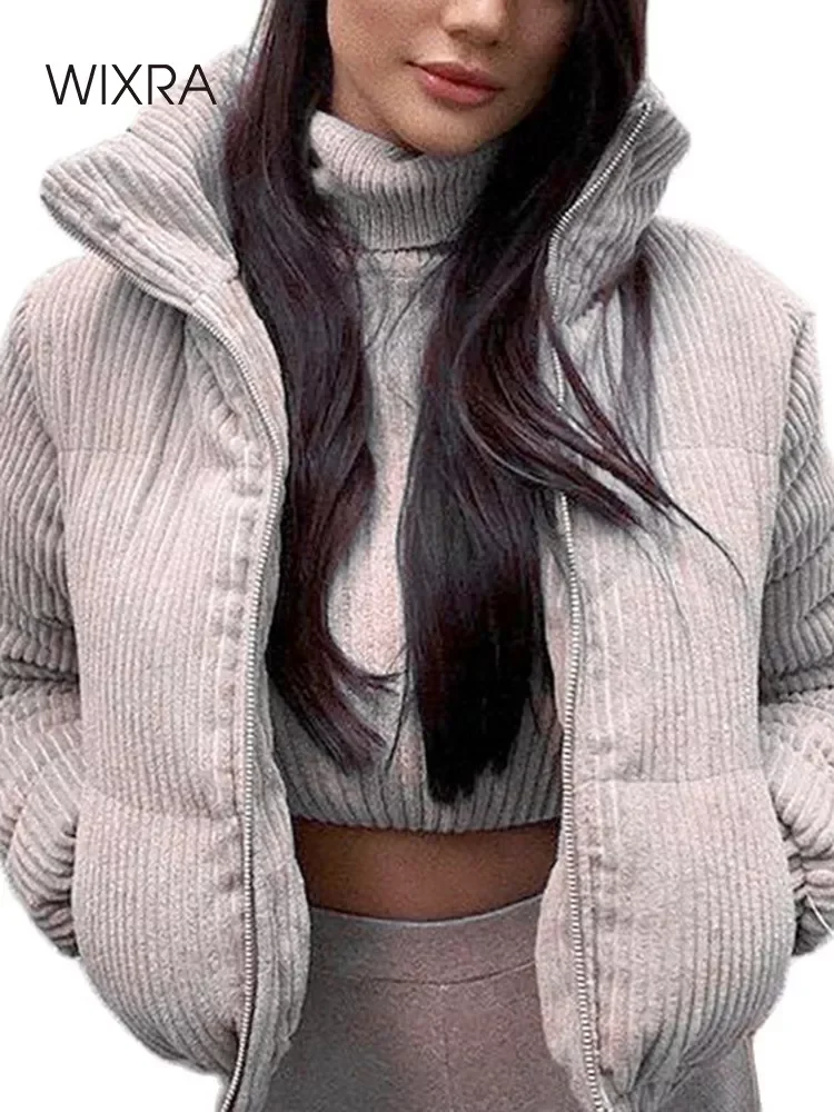 New2022 Women Corduroy Jacket New Fashion Loose Parka Zipper Warm Outwear Ladies Streetwear Coat Female Clothes Winter