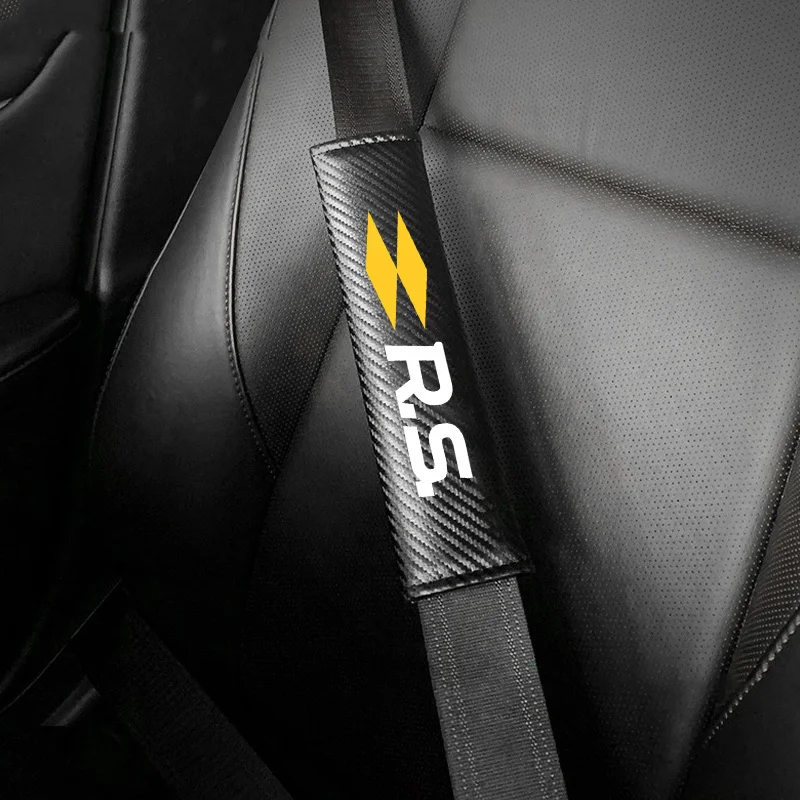 Фото 2 шт. кожаные накладки на ремни безопасности для Renault RS Line Clio 5 Megane Logan Scenic Koleos Sandero Twingo №2