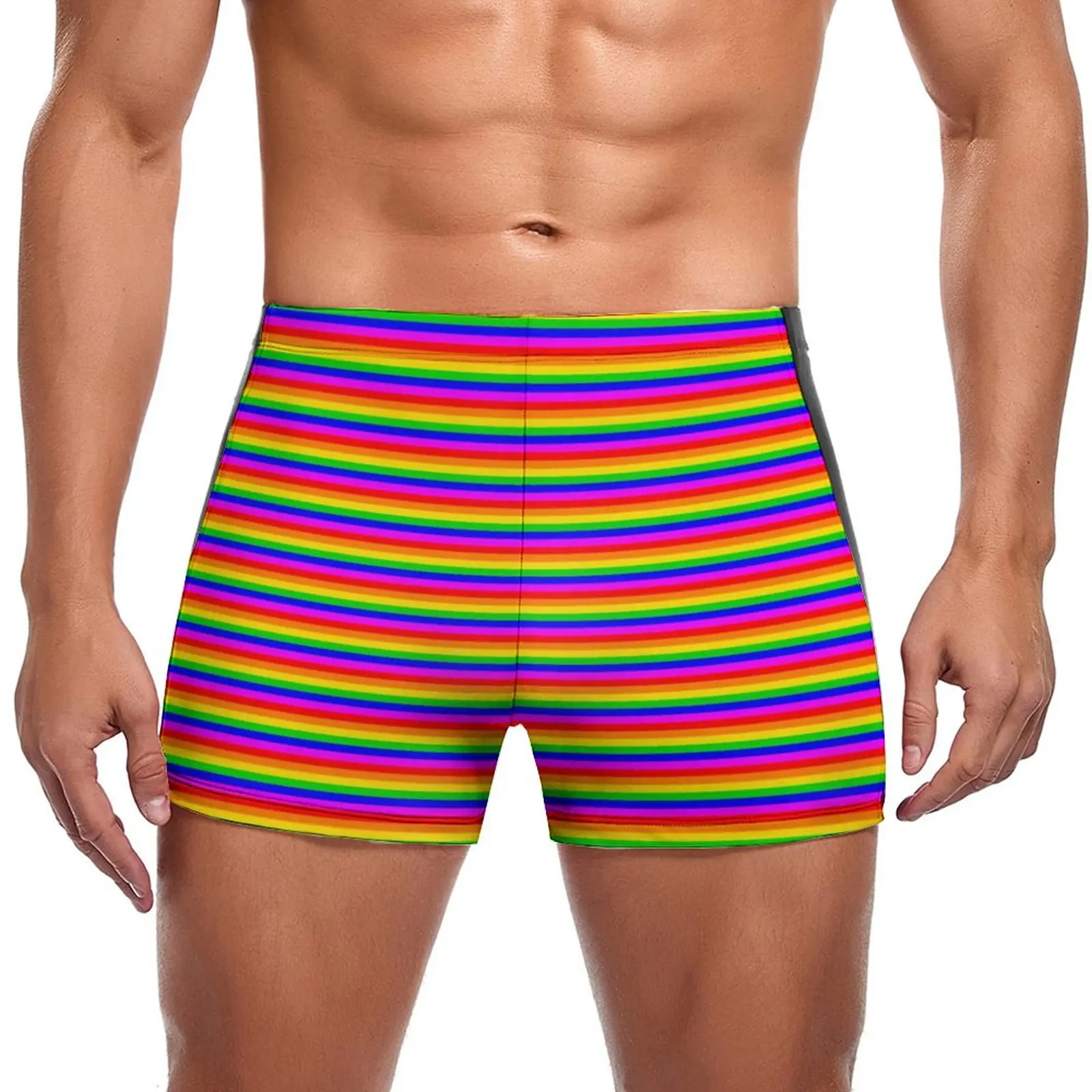 

Gay Rainbow Swimming Trunks Transgender Rainbow Flag Pool Push Up Swim Shorts Trending Stay-in-Shape Male Briefs