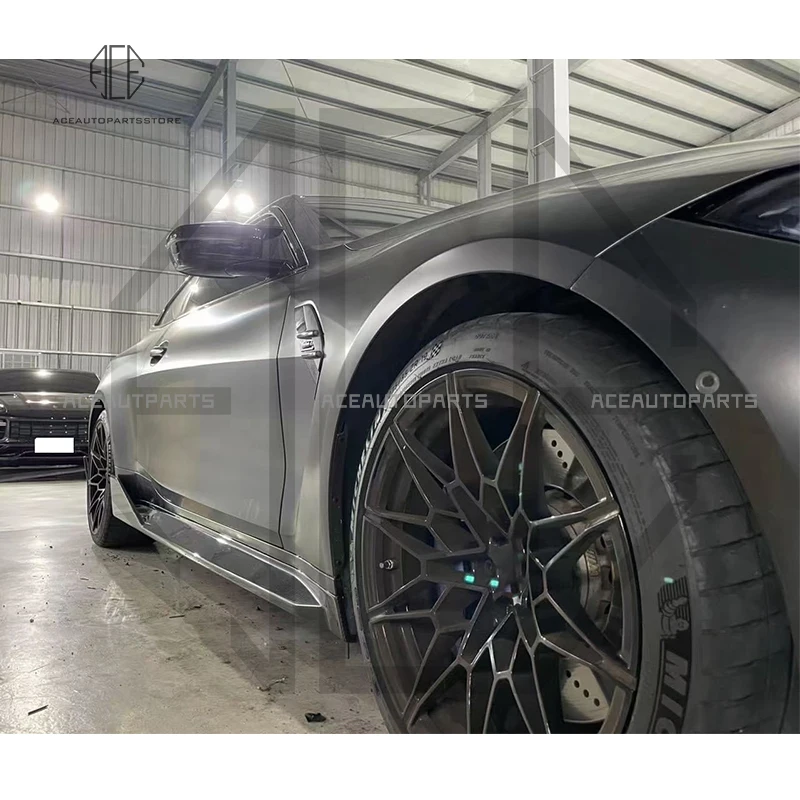 Фото Накладки на пороги из сухого карбона для BMW G80 G81 G82 G8, расширители боковых порогов в стиле M Performance, сплиттеры №3