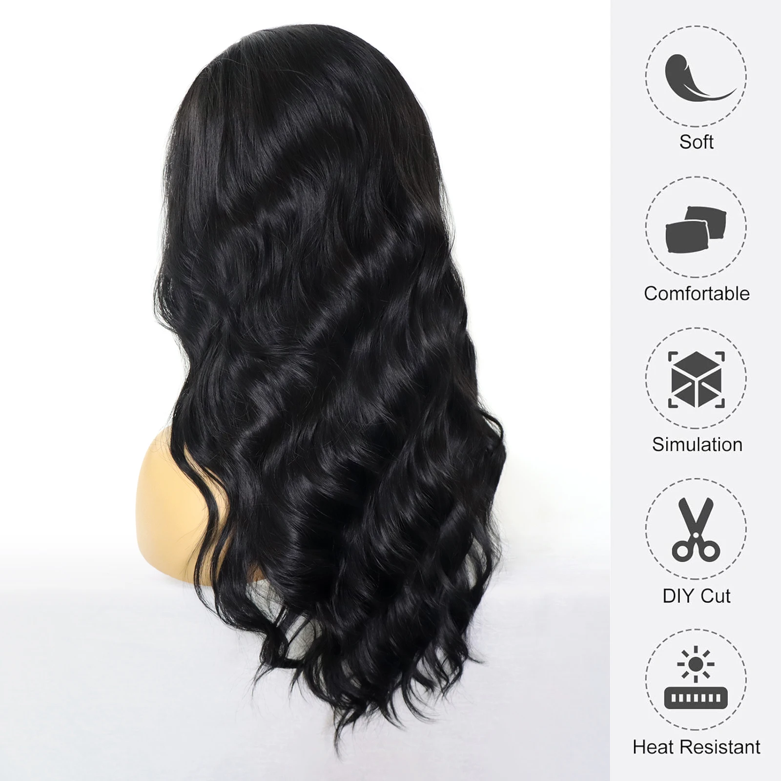 Черные объемные волнистые синтетические волосы 13x3 Парики спереди для женщин