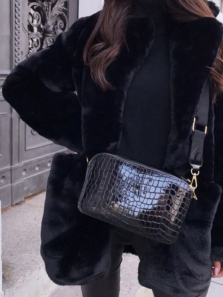 Women Winter Warm Faux Fur Coat Thick Women Middle -Long Overcoat Turn Down Collar Women Warm Female 2022 New