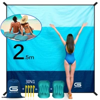 gaivota 2 5m oversized portable beach blanket waterproof sandproof with automatic inflatable pillow suitable for beach travel