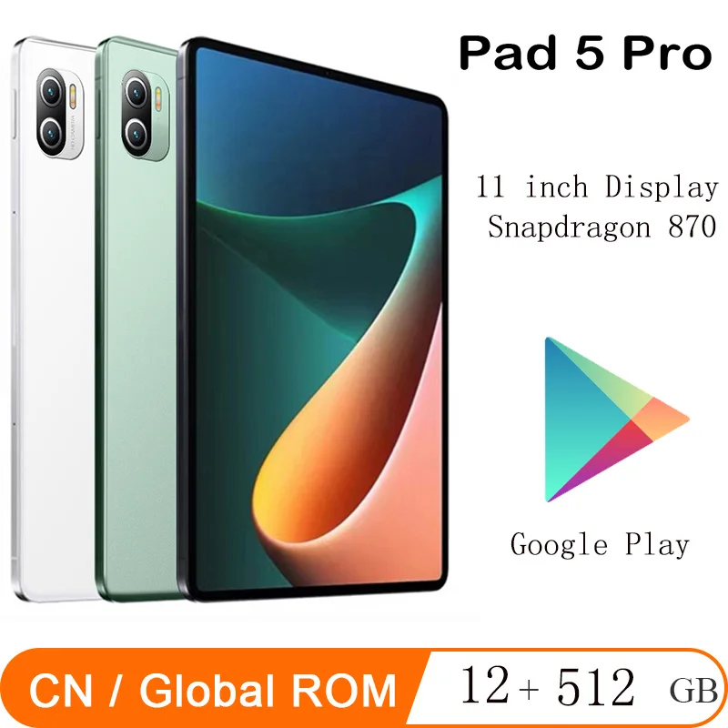 

Gobal Version Pad 5 Pro 11 Inch Tablet Android 10 Google Play WPS Office Snapdragon 870 RAM Wifi 12GB ROM 512GB Tablet PC 8800mA