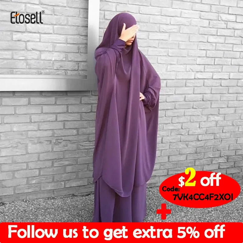 

Etosell женское мусульманское хиджаб с капюшоном, одежда для молитвы ИД цзилбаб абайя, длинная химар, полное покрытие, Рамадан, абайя, мусульман...