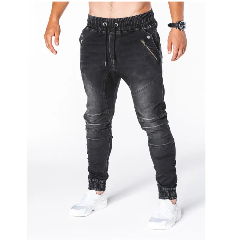 

Straight Jeans Men Punk Skinny Denim Pants Spring Summer Boyfriend Jeans Streetwear Zipper Slim Fit Black Goth Trousers