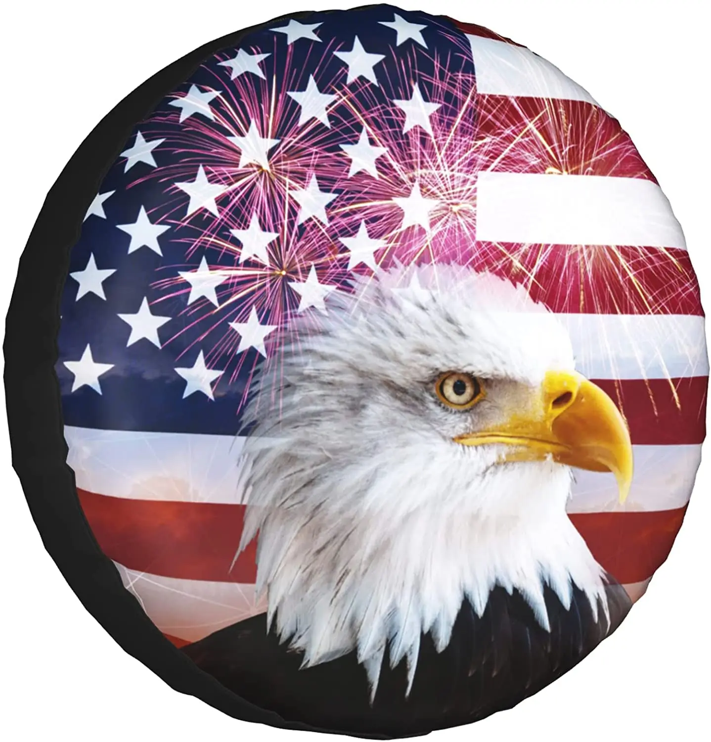 

American Flag Spare Tire Cover for RV Trailer Eagle Camper Wheel Accessories for Travel Trailers Waterproof UV Sun Protectors Fi