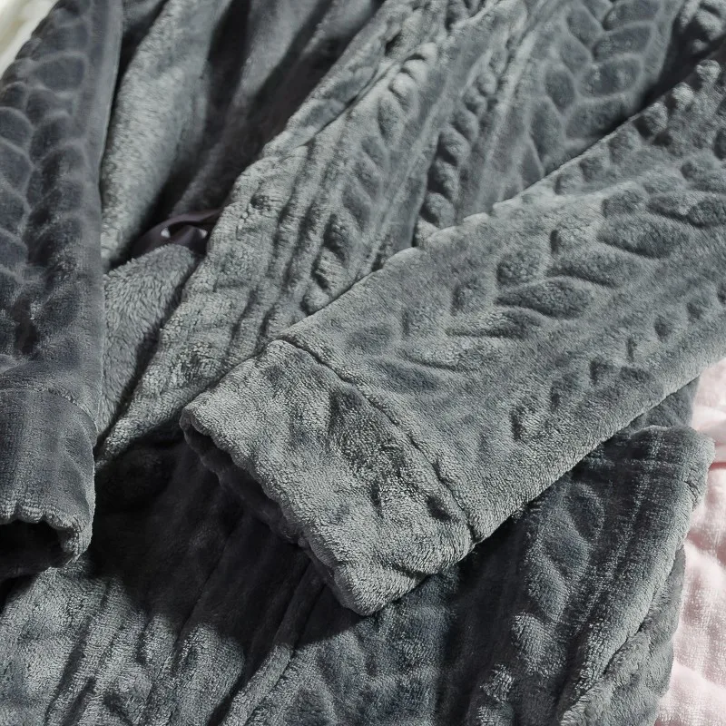 Couples Fall/Winter Love Men Robe Coral Wool Bathrobe Long Flannel Home Sleep Wear Gown