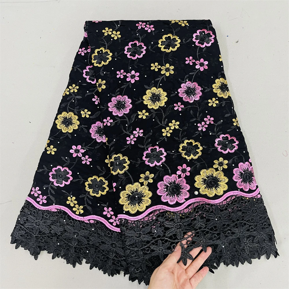 

Вышитая хлопковая австрийская ткань высокого качества 2022, Водорастворимая базовая ткань, нигерийская швейцарская вуаль, кружевная Ткань 5 ...