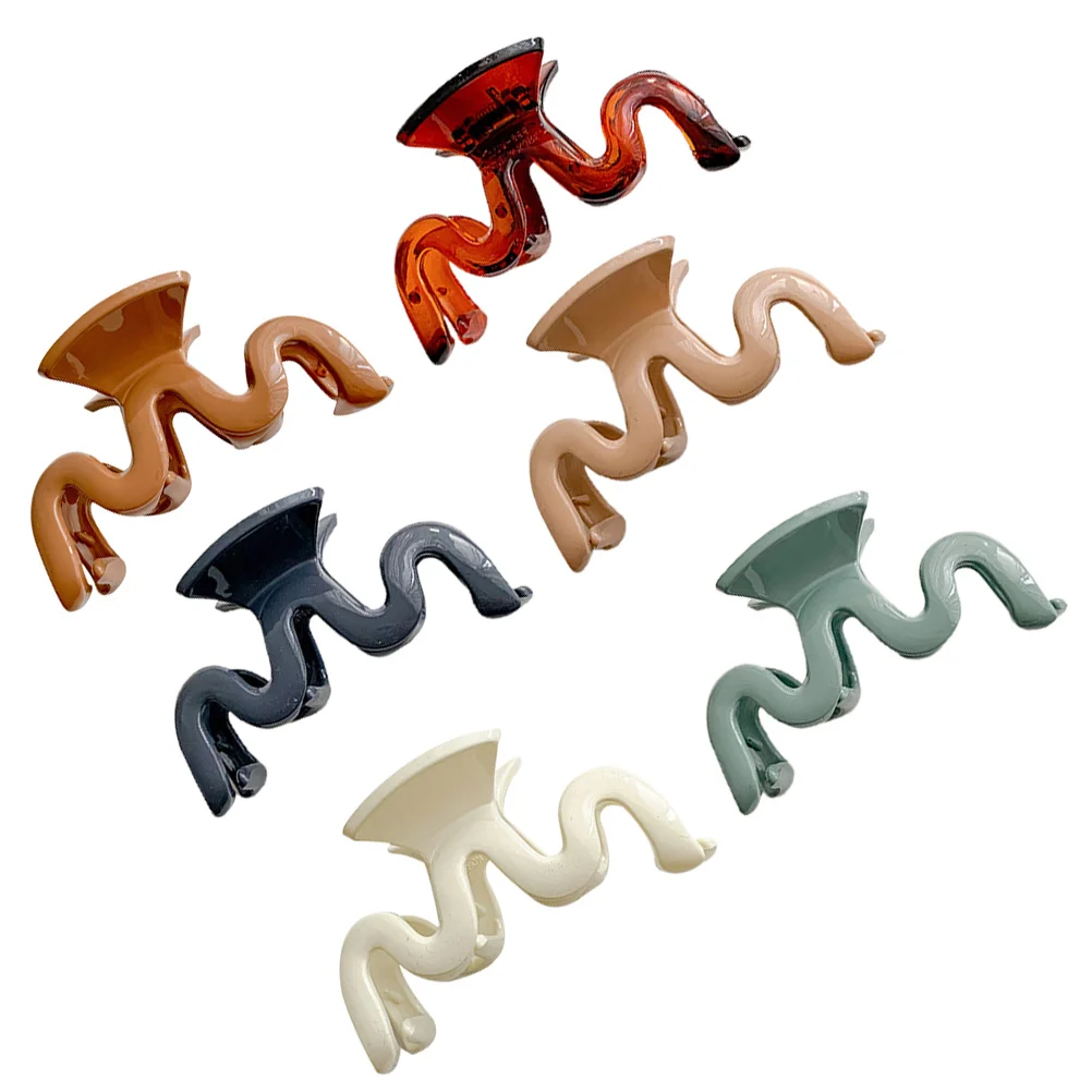 

6pcs Large Wavy Hair Claw Clips Fashionable Women Hair Clamps Jaw Hair Clips